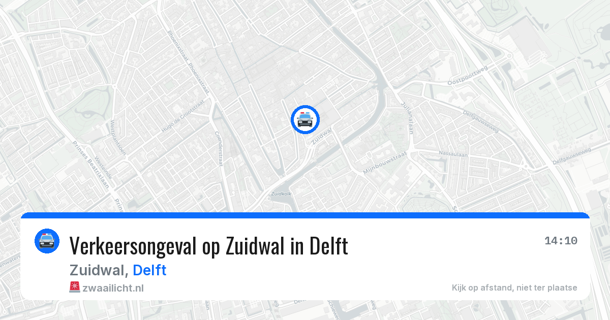 Verkeersongeval op Zuidwal in Delft — 11 aug 2026