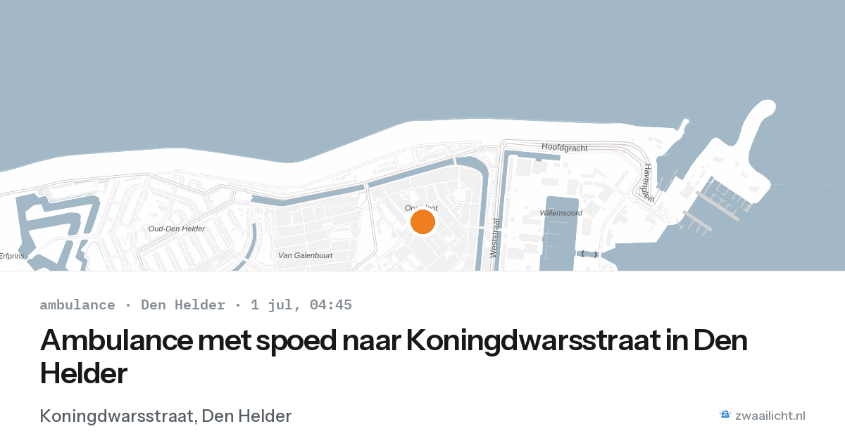 Ambulance met spoed naar Koningdwarsstraat in Den Helder — 1 jul 2026