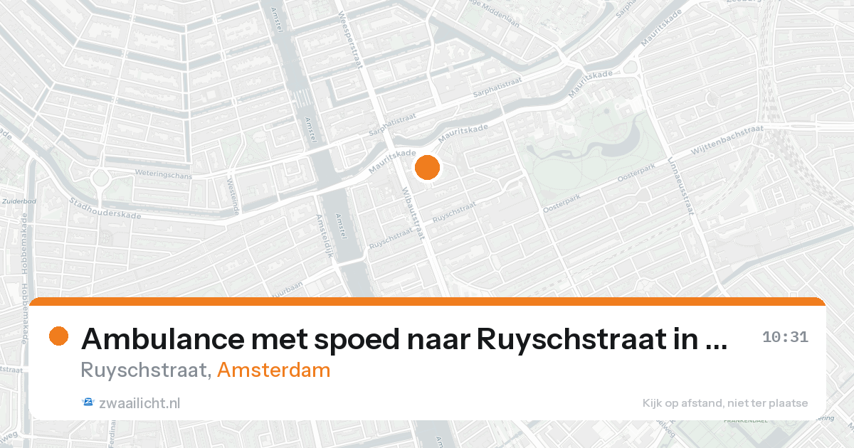 Ambulance met spoed naar Ruyschstraat in Amsterdam — 20 aug 2026