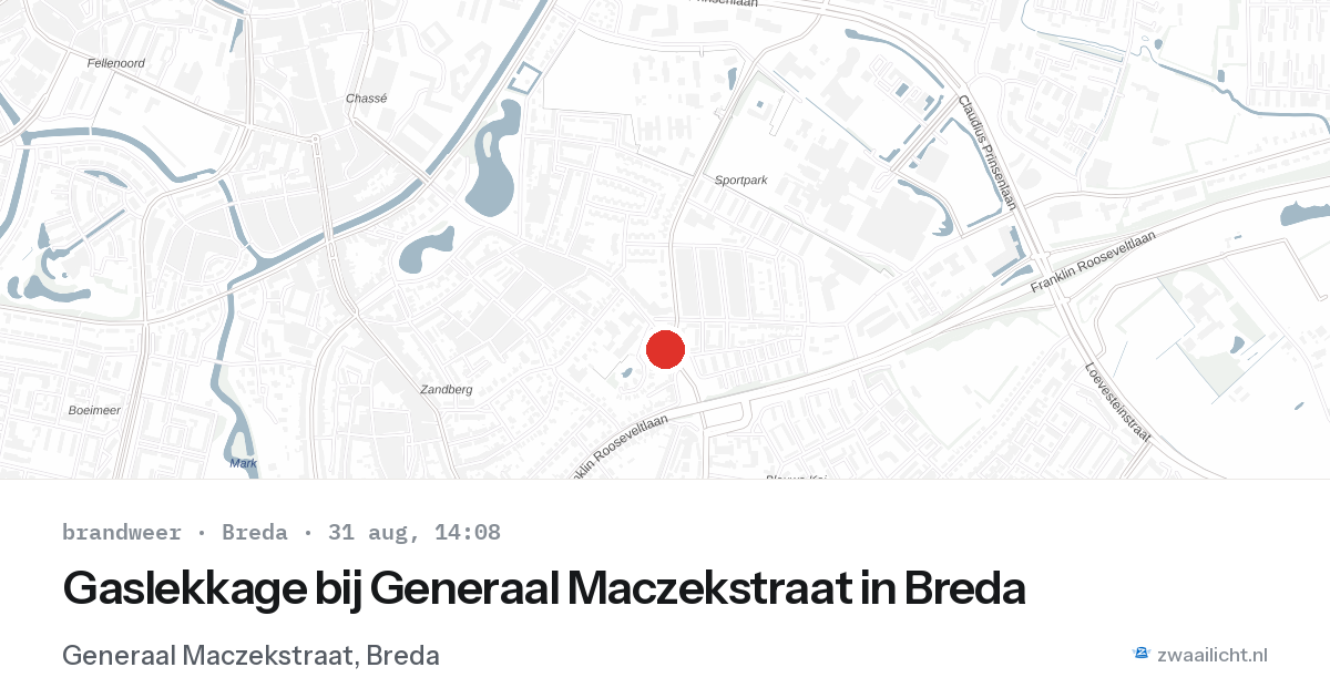 Gaslekkage bij Generaal Maczekstraat in Breda — 31 aug 2026