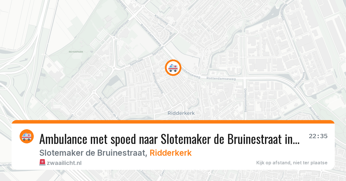Ambulance met spoed naar Slotemaker de Bruinestraat in Ridderkerk — 19 jun 2026