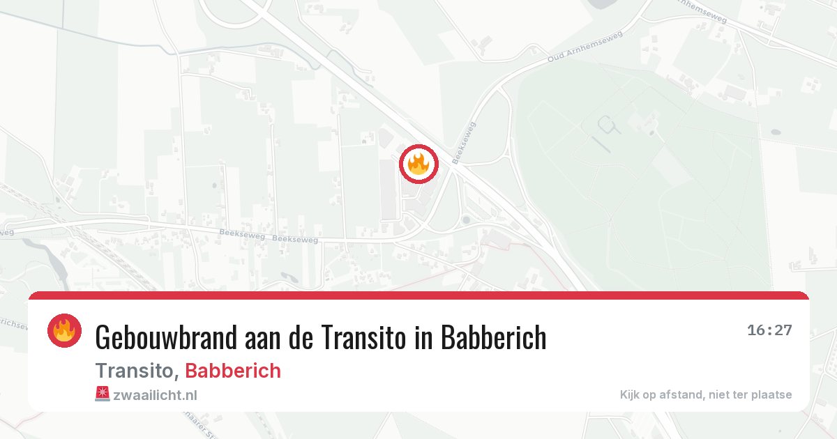 Gebouwbrand aan de Transito in Babberich — 27 jul 2026