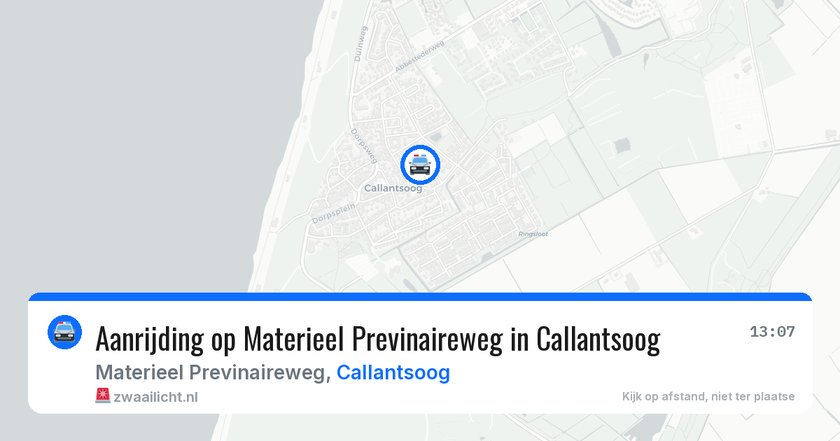 Aanrijding op Materieel Previnaireweg in Callantsoog — 28 jun 2026