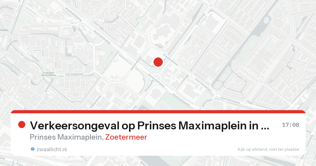 Verkeersongeval op Prinses Maximaplein in Zoetermeer — 15 aug 2026