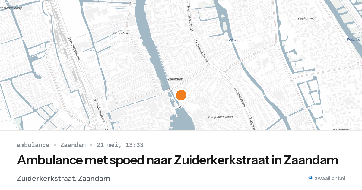Ambulance met spoed naar Zuiderkerkstraat in Zaandam — 21 mei 2026