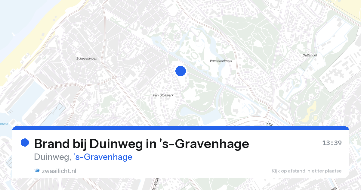Brand bij Duinweg in 's-Gravenhage — 27 aug 2026