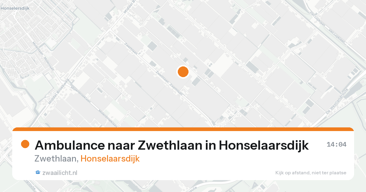 Ambulance naar Zwethlaan in Honselaarsdijk — 20 aug 2026