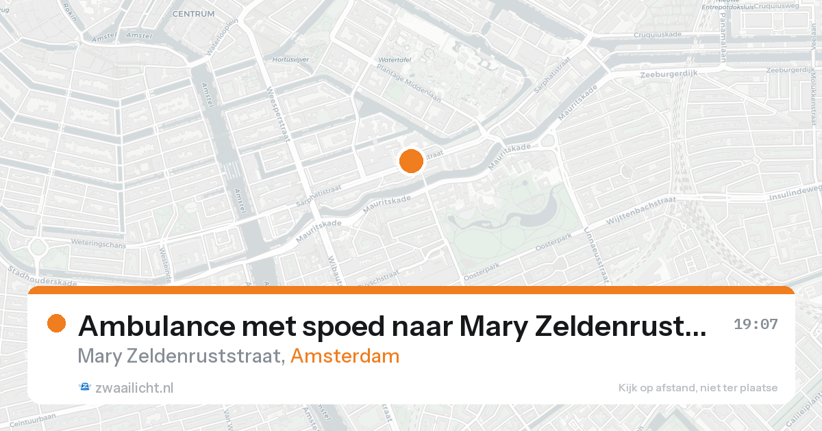 Ambulance met spoed naar Mary Zeldenruststraat in Amsterdam — 16 aug 2026