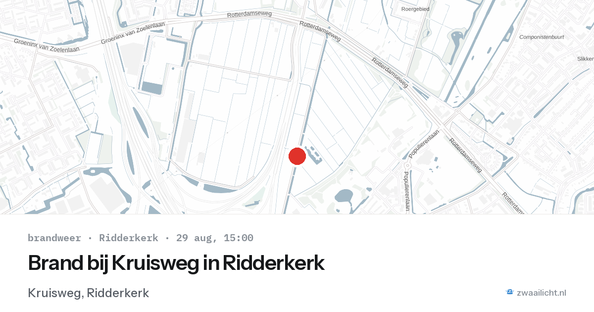 Brand bij Kruisweg in Ridderkerk — 29 aug 2026