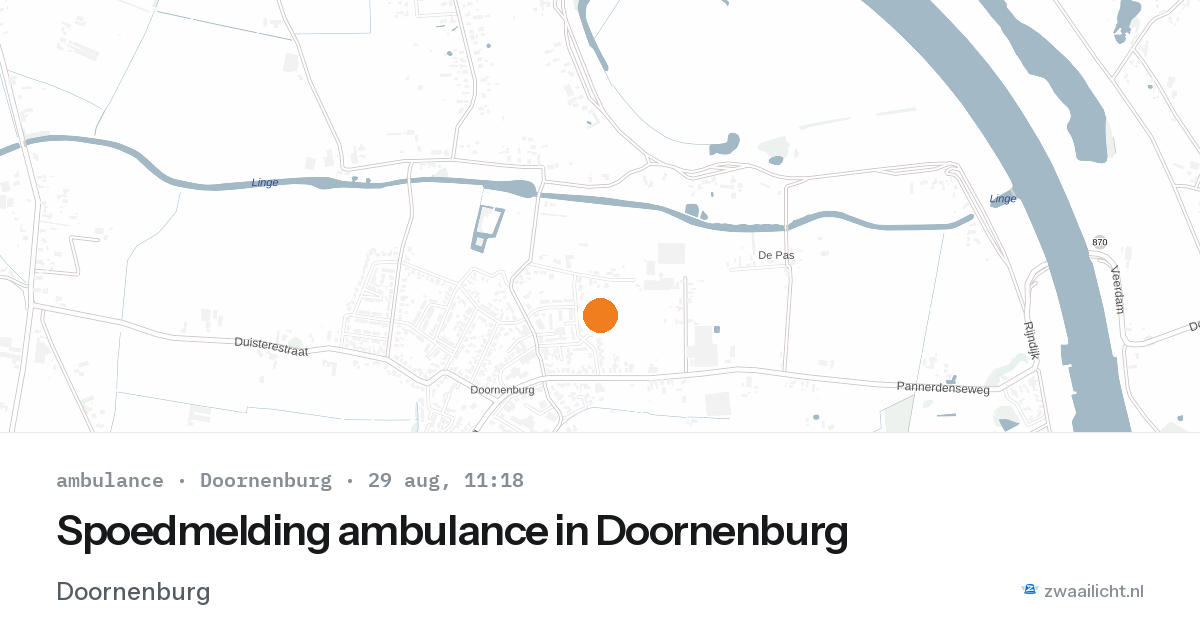Spoedmelding ambulance in Doornenburg — 29 aug 2026