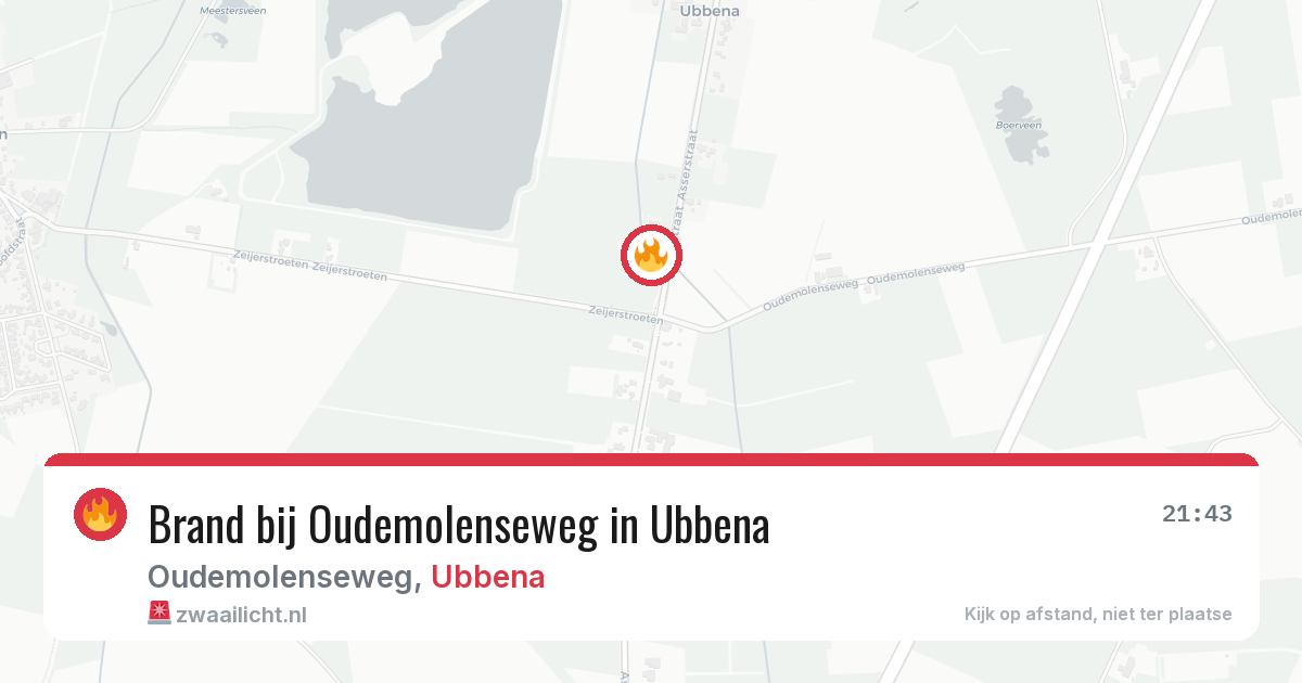 Brand bij Oudemolenseweg in Ubbena — 6 aug 2026