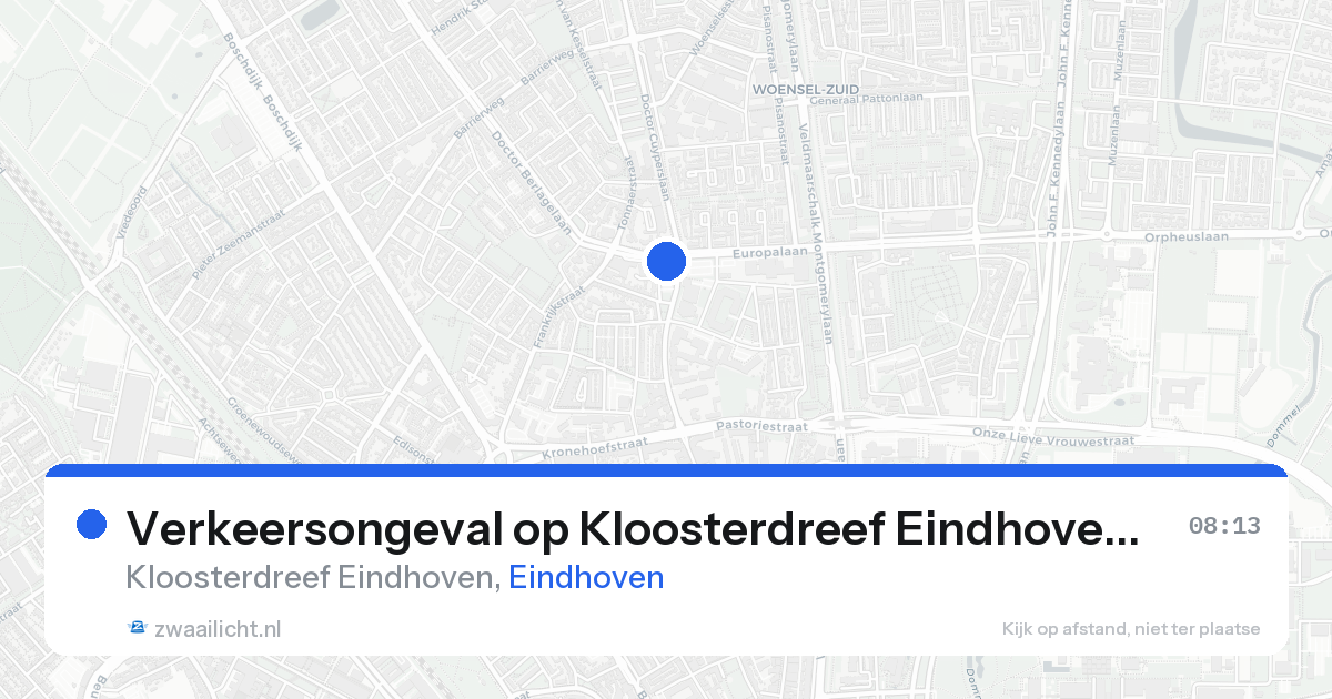 Verkeersongeval op Kloosterdreef Eindhoven in Eindhoven — 18 aug 2026