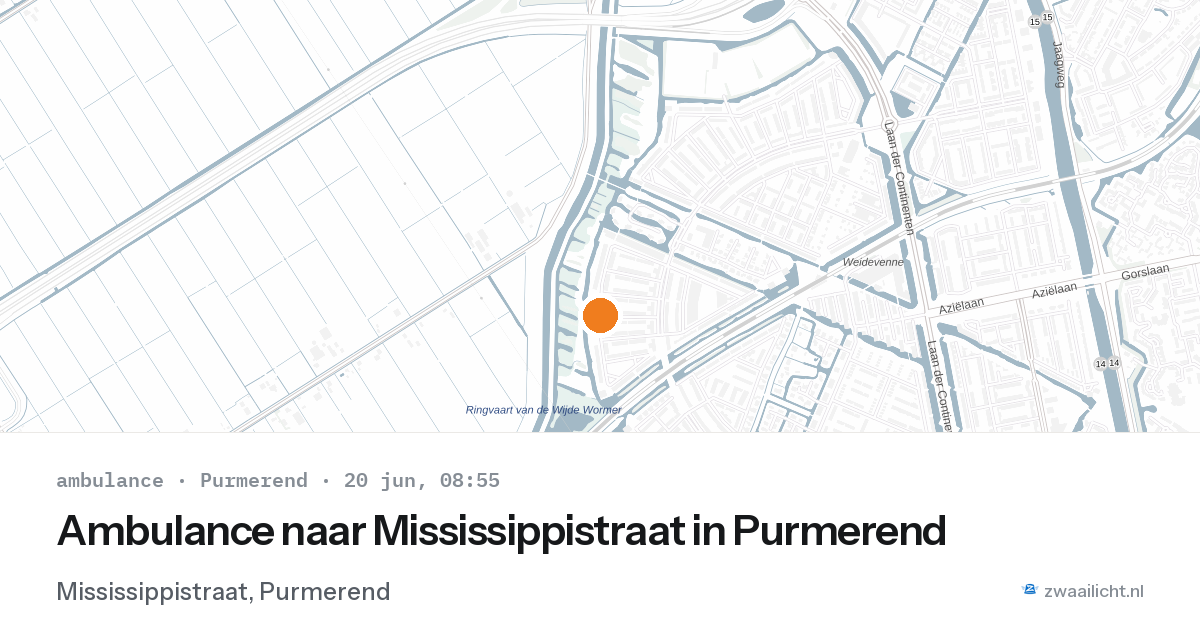 Ambulance naar Mississippistraat in Purmerend — 20 jun 2026