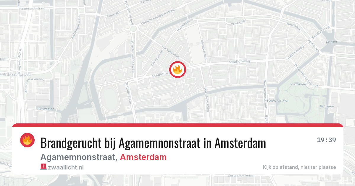 Brandgerucht bij Agamemnonstraat in Amsterdam — 9 aug 2026