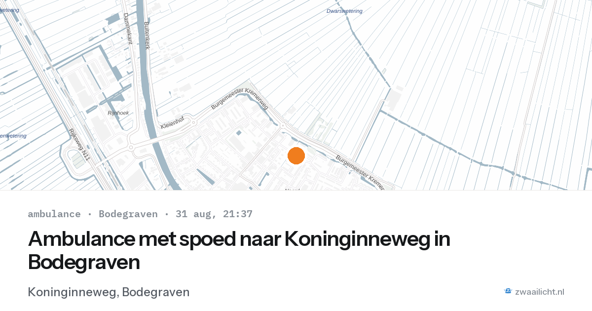 Ambulance met spoed naar Koninginneweg in Bodegraven — 31 aug 2026