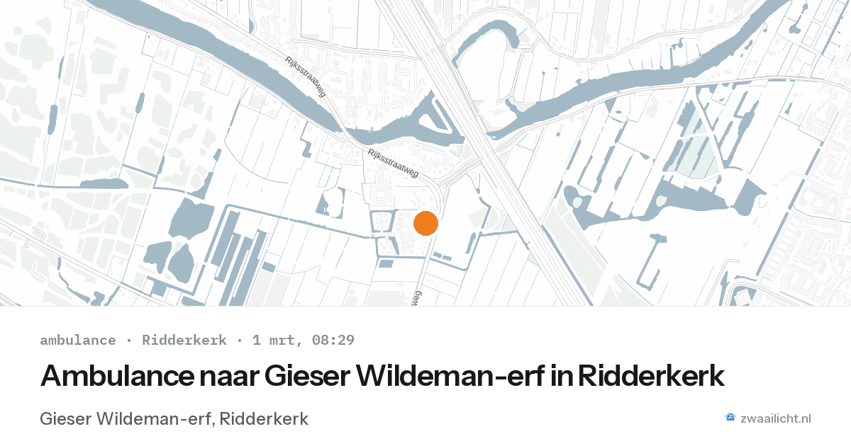 Ambulance naar Gieser Wildeman-erf in Ridderkerk — 1 mrt 2026