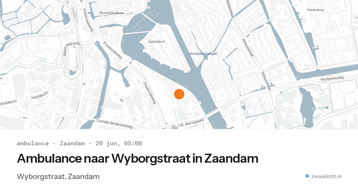 Ambulance naar Wyborgstraat in Zaandam — 20 jun 2026