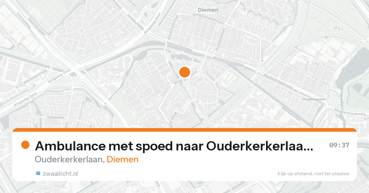 Ambulance met spoed naar Ouderkerkerlaan in Diemen — 17 aug 2026