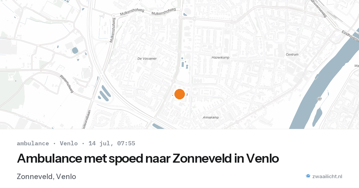 Ambulance met spoed naar Zonneveld in Venlo — 14 jul 2026