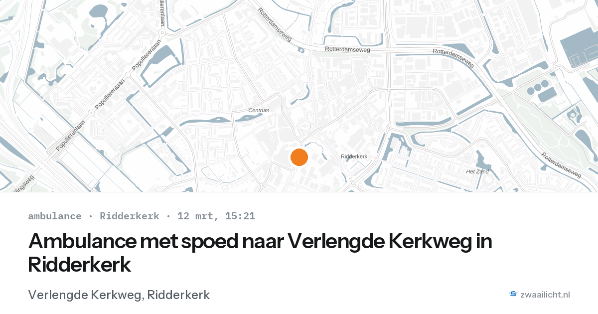 Ambulance met spoed naar Verlengde Kerkweg in Ridderkerk — 12 mrt 2026