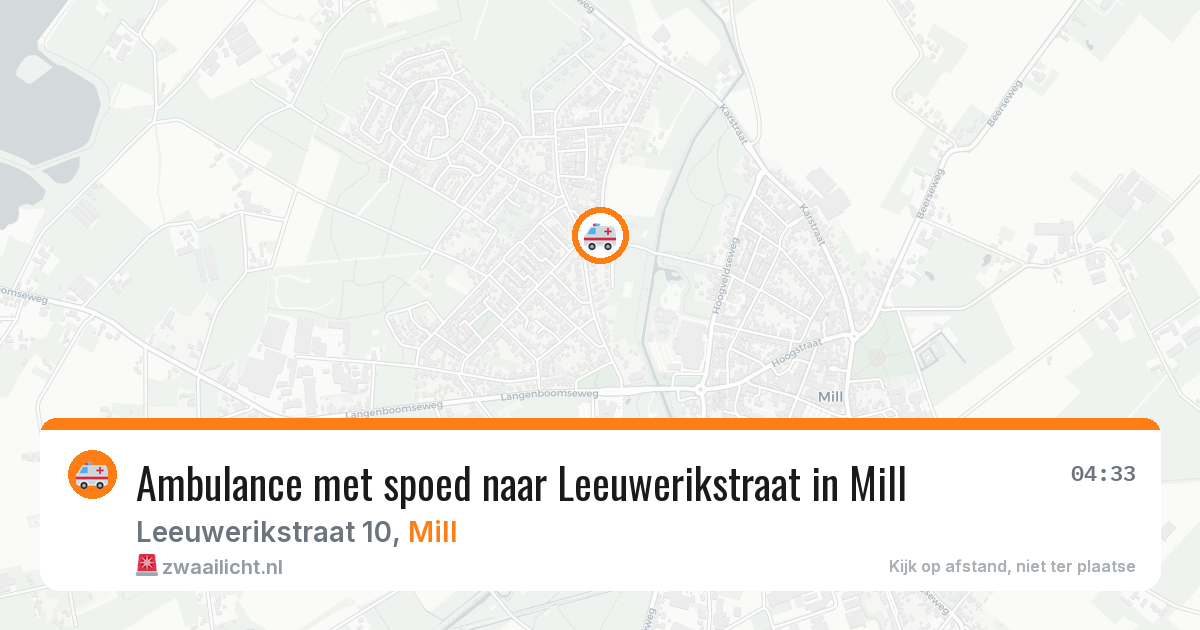 Ambulance met spoed naar Leeuwerikstraat in Mill — 10 mei 2026