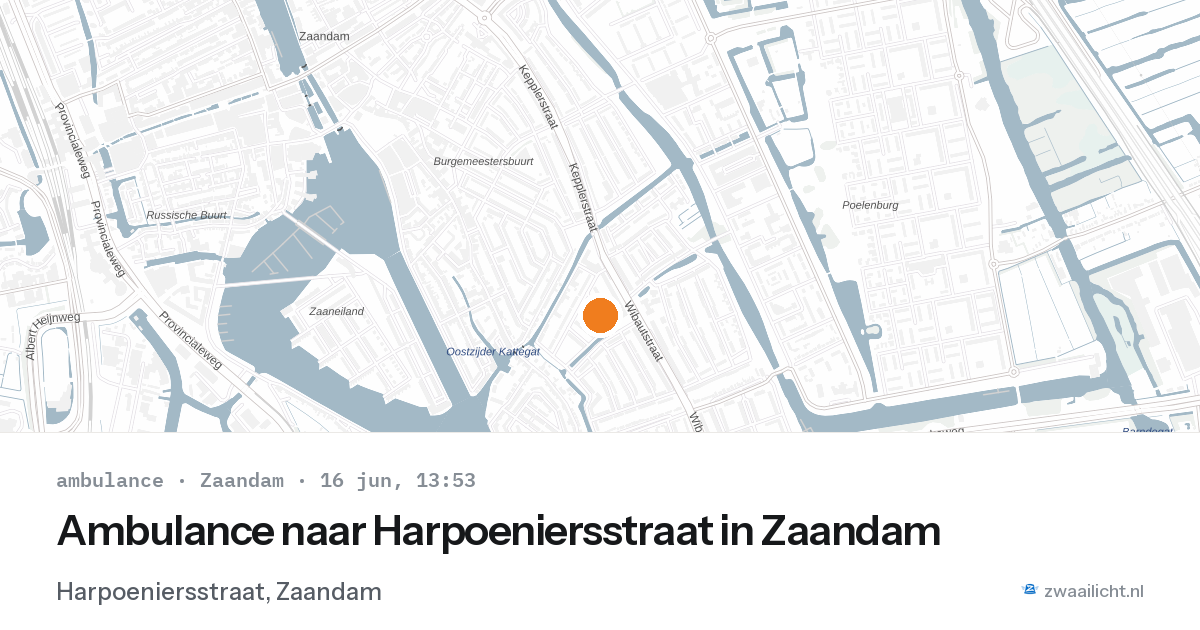 Ambulance naar Harpoeniersstraat in Zaandam — 16 jun 2026