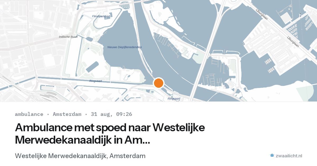 Ambulance met spoed naar Westelijke Merwedekanaaldijk in Amsterdam — 31 aug 2026