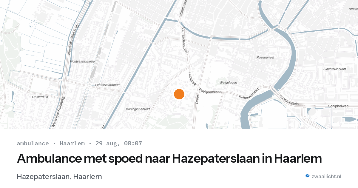 Ambulance met spoed naar Hazepaterslaan in Haarlem — 29 aug 2026