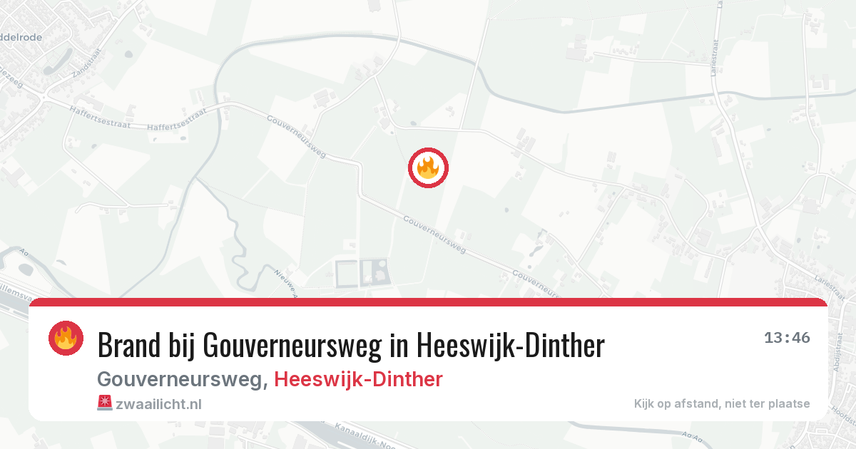Brand bij Gouverneursweg in Heeswijk-Dinther — 13 aug 2026
