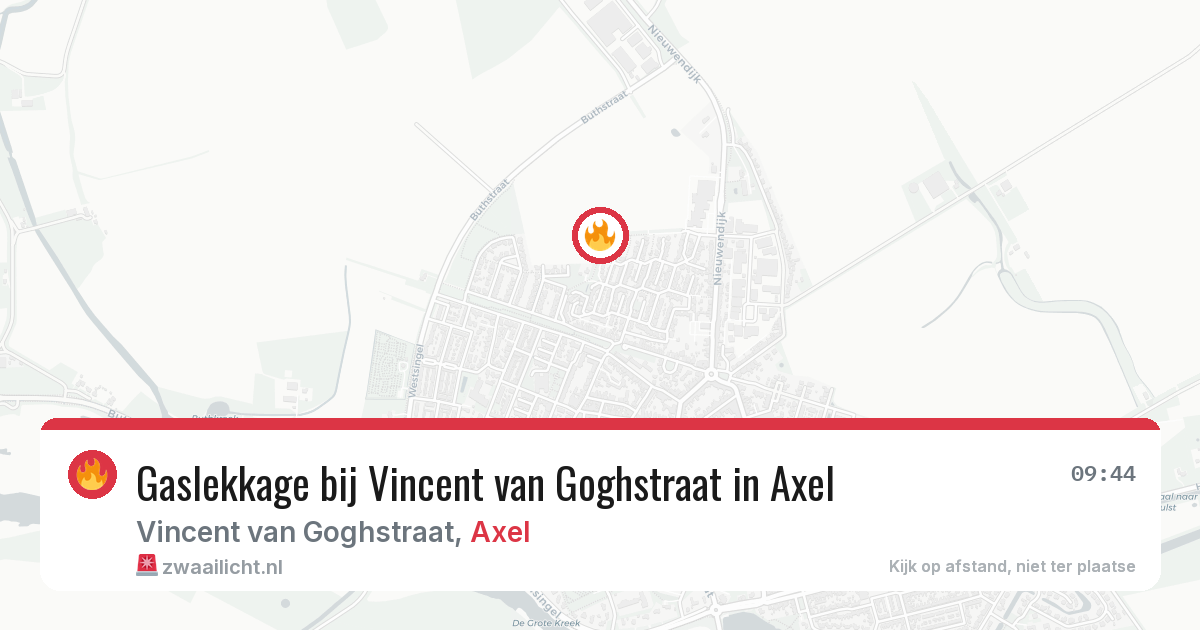Gaslekkage bij Vincent van Goghstraat in Axel — 16 feb 2026
