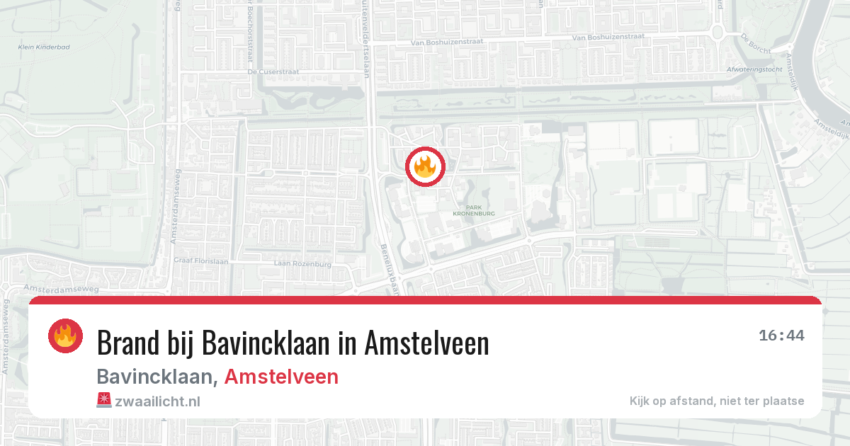 Brand bij Bavincklaan in Amstelveen — 1 jul 2026