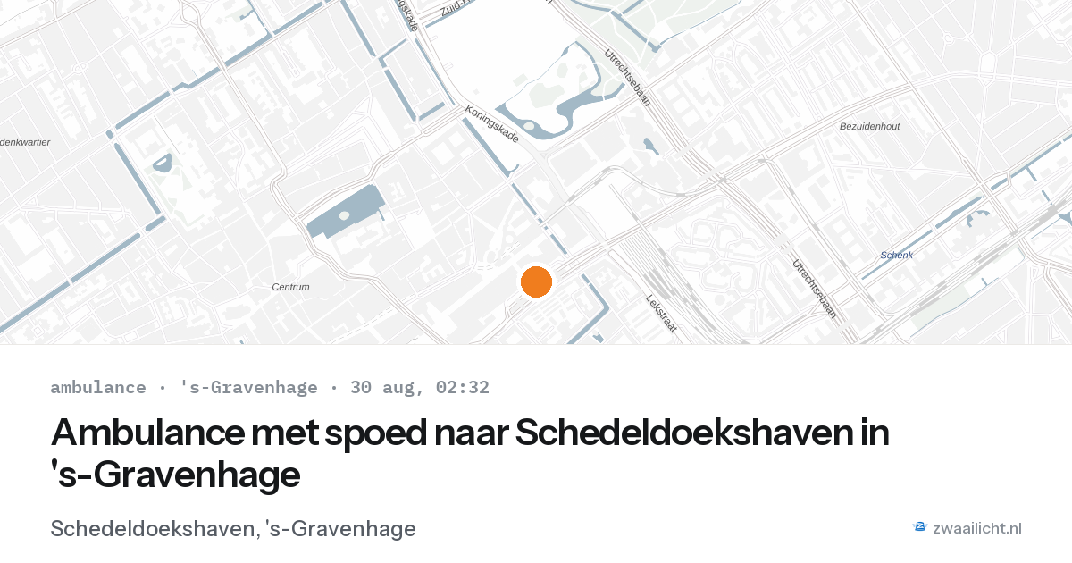 Ambulance met spoed naar Schedeldoekshaven in 's-Gravenhage — 30 aug 2026