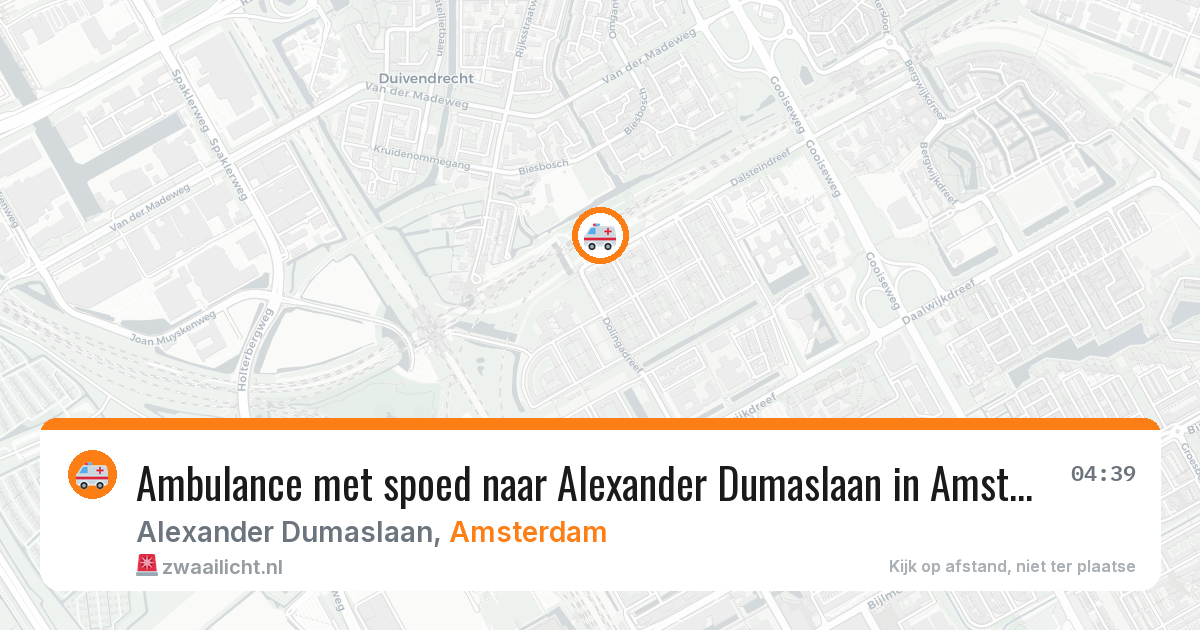 Ambulance met spoed naar Alexander Dumaslaan in Amsterdam — 7 jun 2026