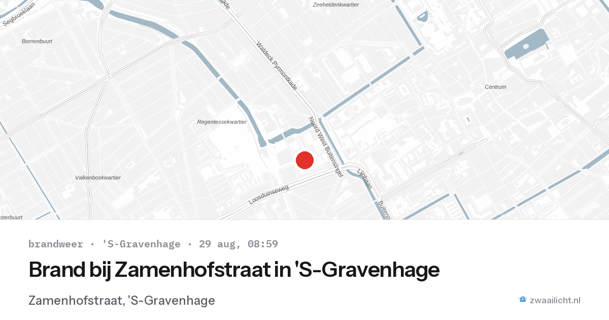 Brand bij Zamenhofstraat in 'S-Gravenhage — 29 aug 2026