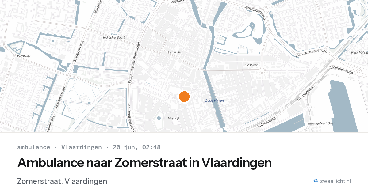 Ambulance naar Zomerstraat in Vlaardingen — 20 jun 2026