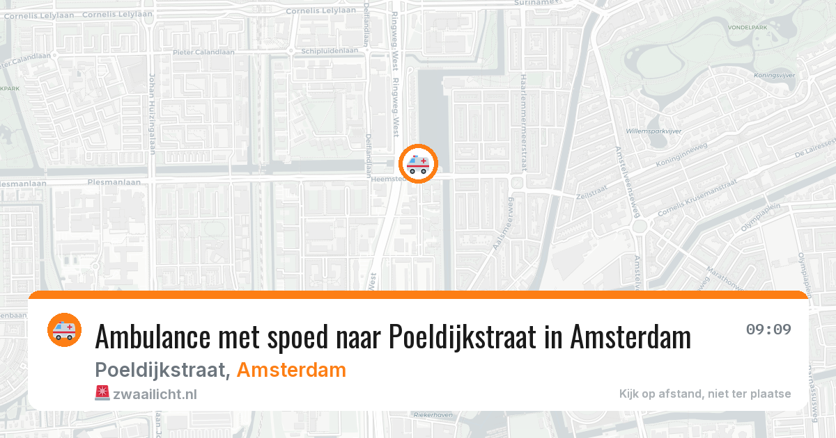 Ambulance met spoed naar Poeldijkstraat in Amsterdam — 13 mei 2026