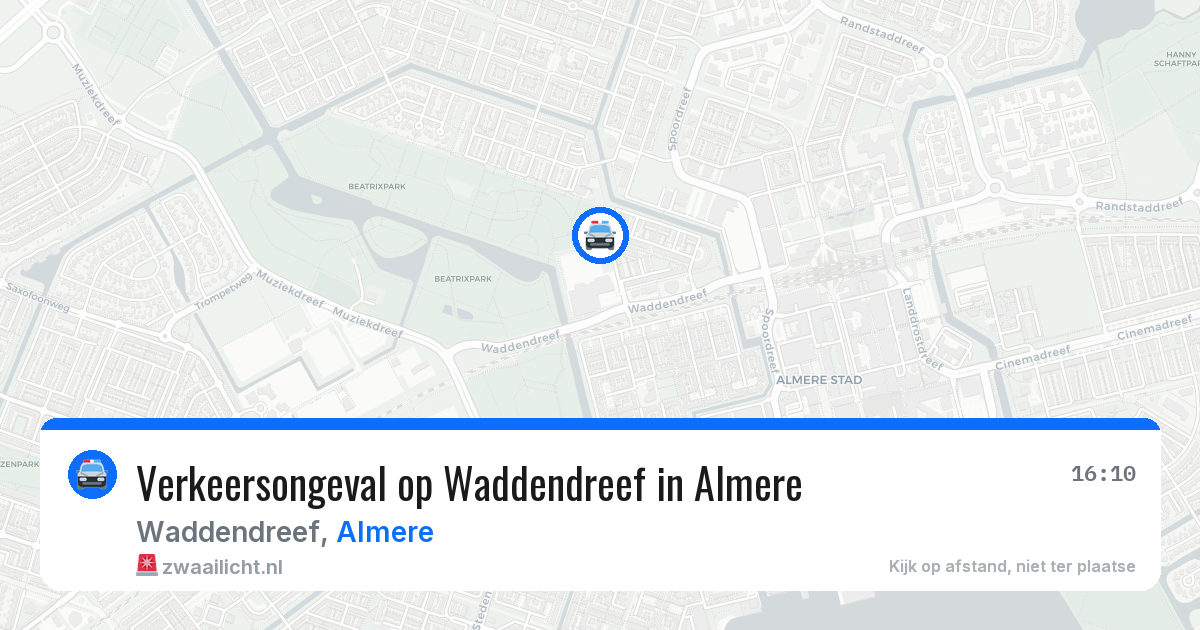 Verkeersongeval op Waddendreef in Almere — 10 aug 2026