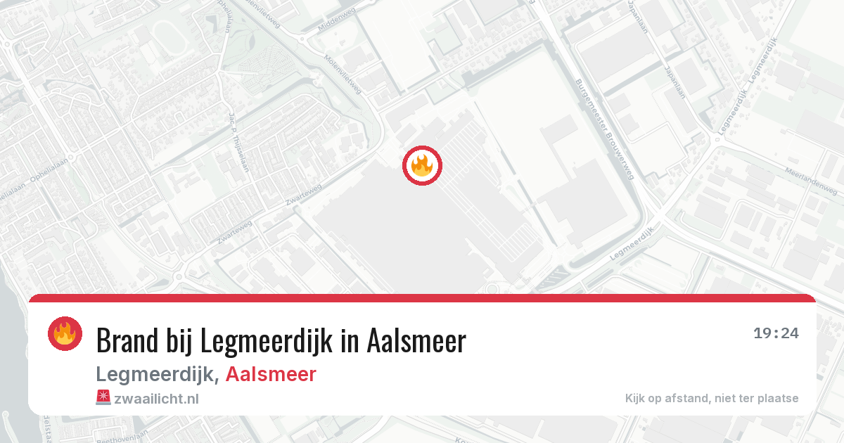 Brand bij Legmeerdijk in Aalsmeer — 12 jun 2026