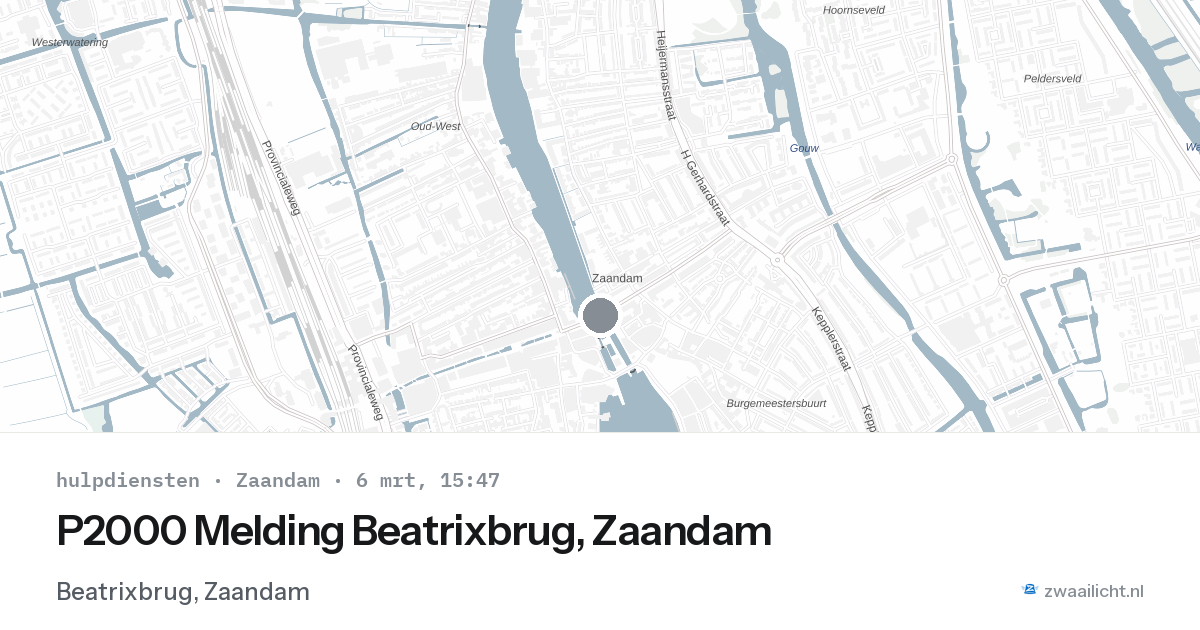 P2000 Melding Beatrixbrug, Zaandam — 6 mrt 2026