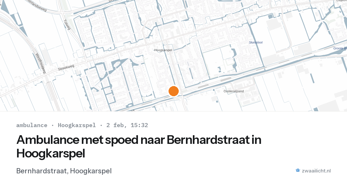 Ambulance met spoed naar Bernhardstraat in Hoogkarspel — 2 feb 2026