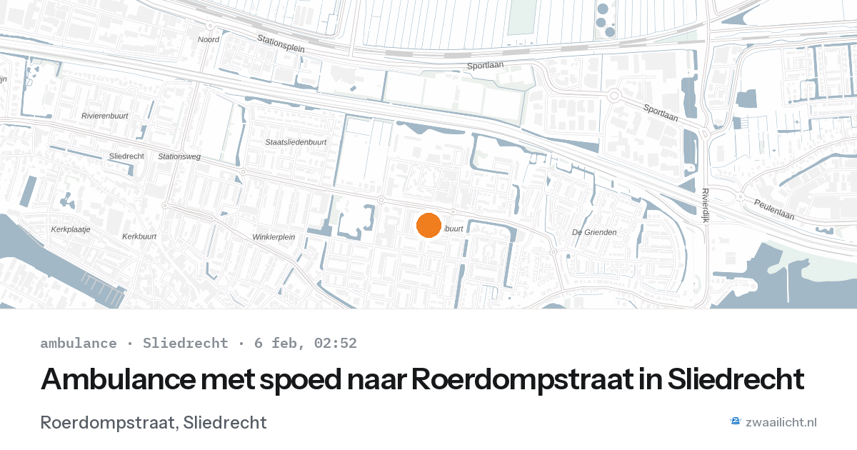 Ambulance met spoed naar Roerdompstraat in Sliedrecht — 6 feb 2026