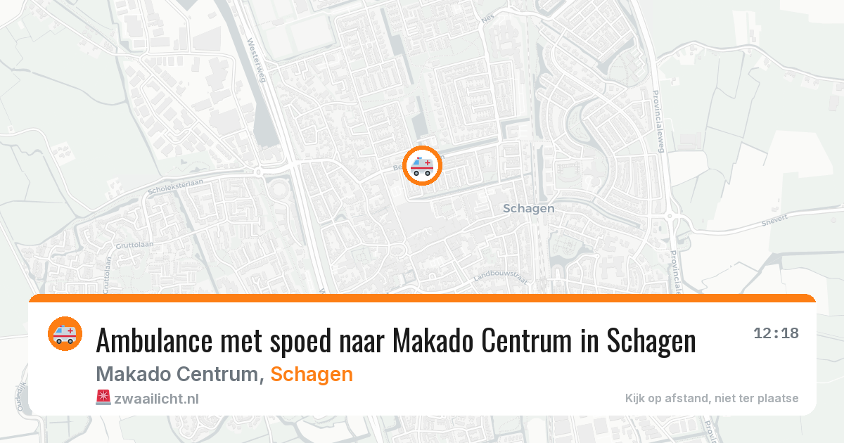 Ambulance met spoed naar Makado Centrum in Schagen — 13 aug 2026
