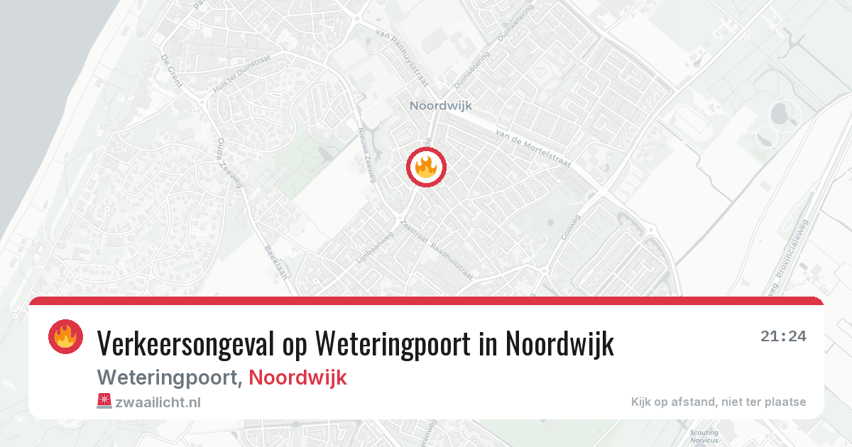 Verkeersongeval op Weteringpoort in Noordwijk — 10 aug 2026