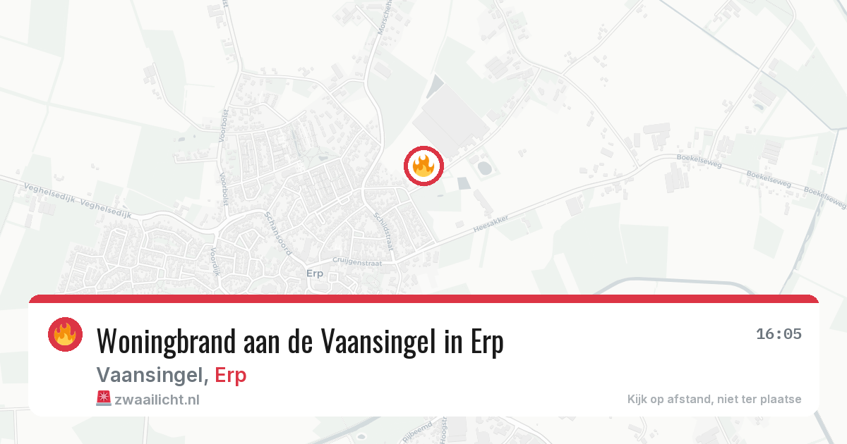 Woningbrand aan de Vaansingel in Erp — 4 apr 2026