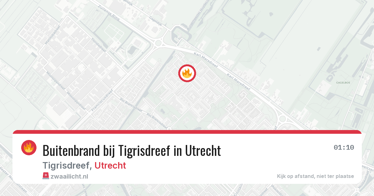 Buitenbrand bij Tigrisdreef in Utrecht — 13 jun 2026