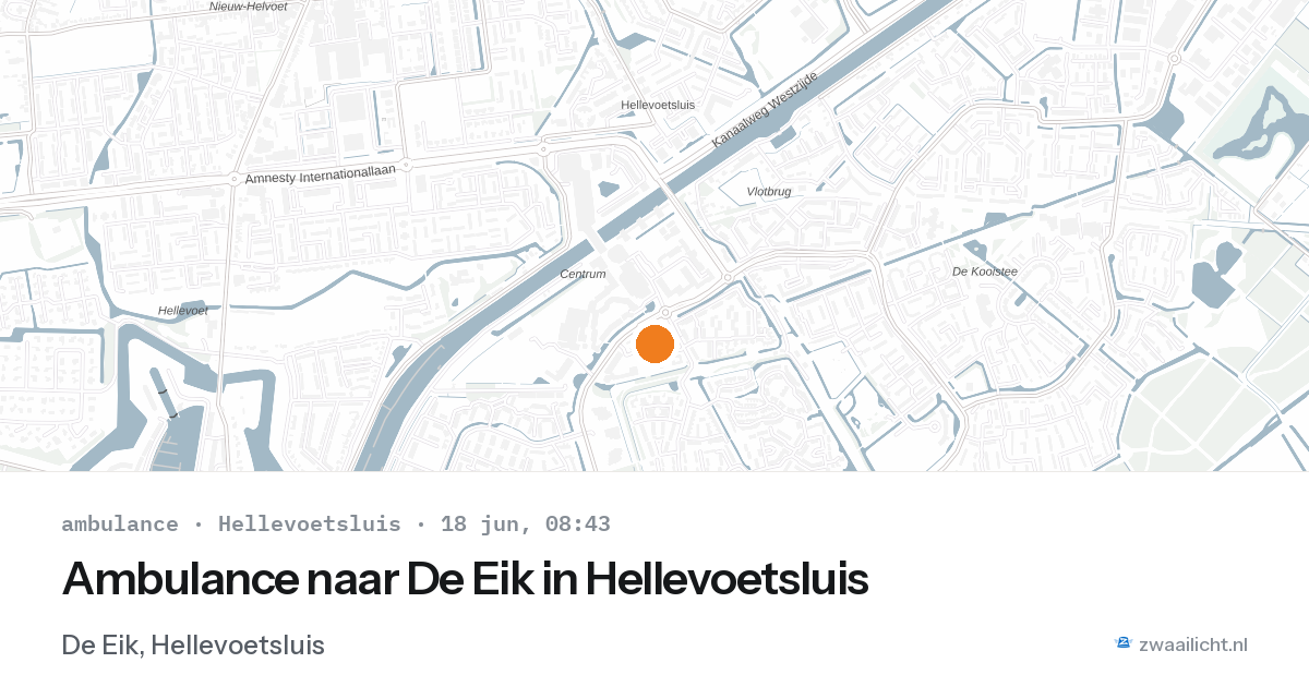 Ambulance naar De Eik in Hellevoetsluis — 18 jun 2026