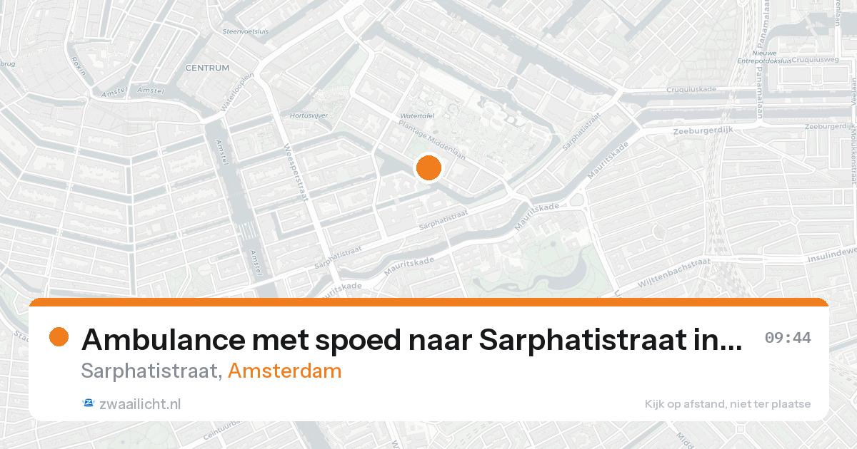 Ambulance met spoed naar Sarphatistraat in Amsterdam — 19 aug 2026