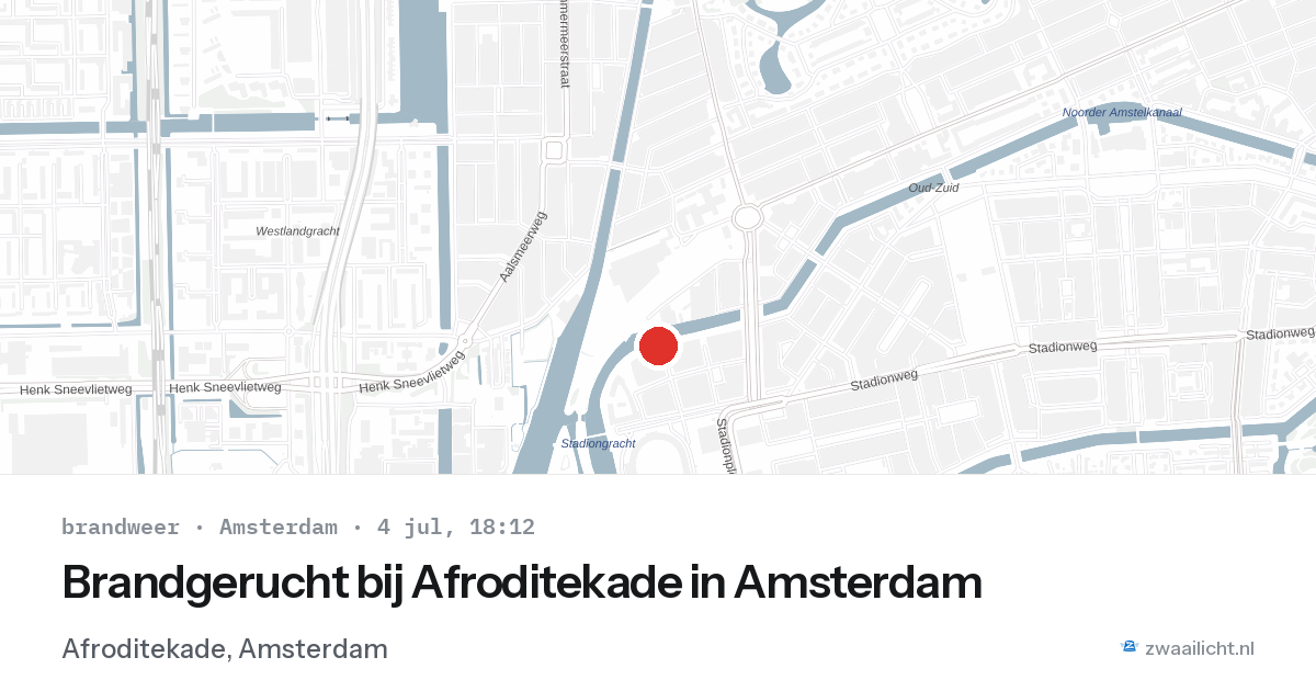 Brandgerucht bij Afroditekade in Amsterdam — 4 jul 2026
