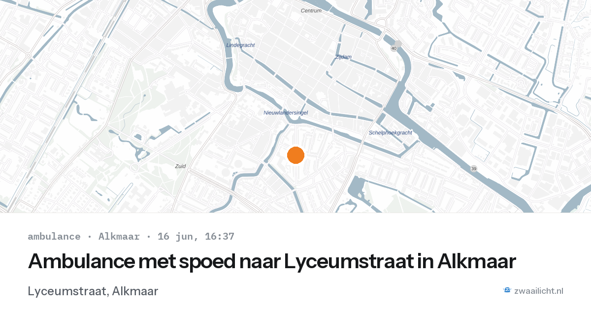 Ambulance met spoed naar Lyceumstraat in Alkmaar — 16 jun 2026