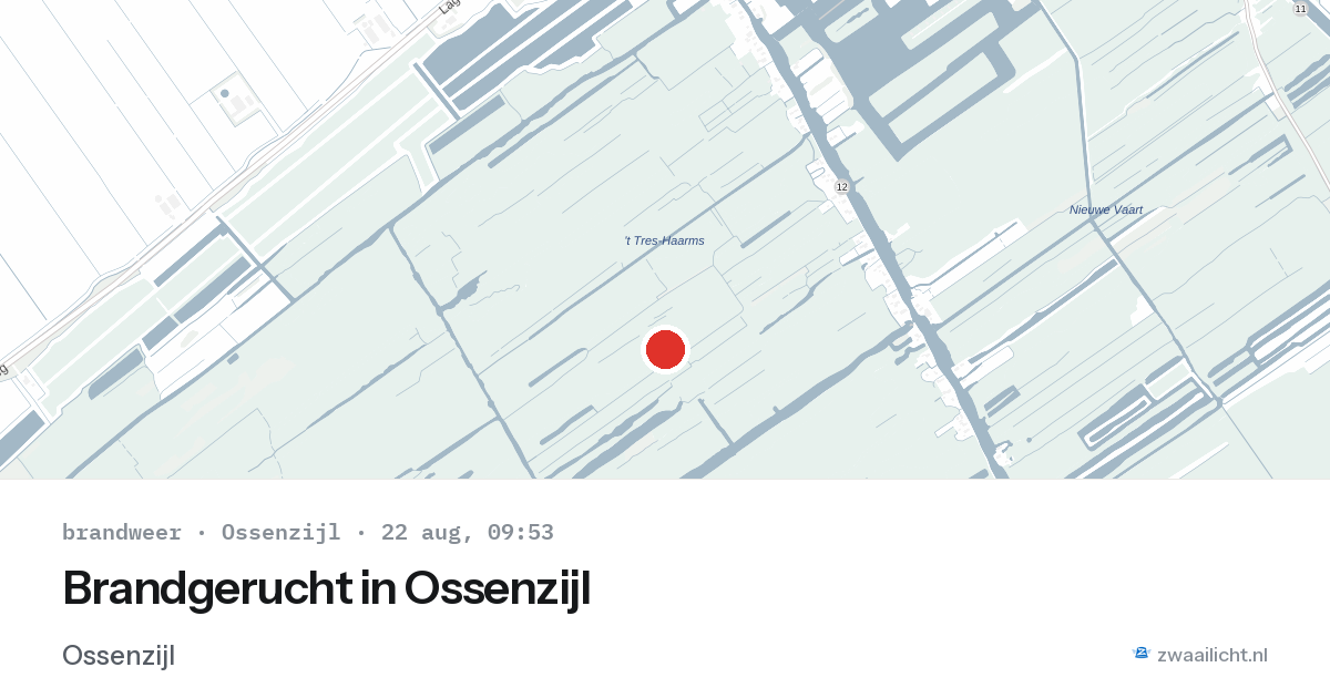 Brandgerucht in Ossenzijl — 22 aug 2026